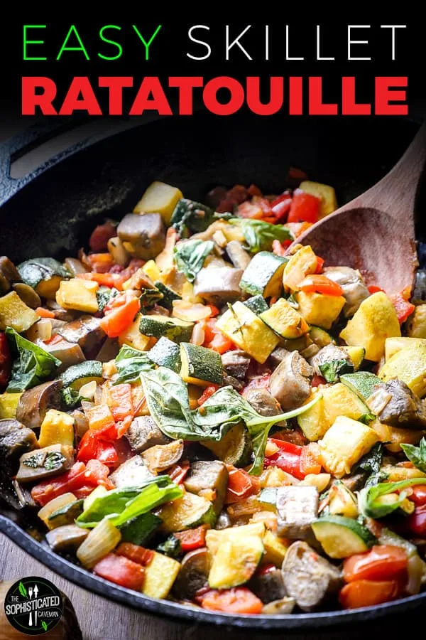 This quick, clean, and tasty Easy Skillet Ratatouille is the perfect way to use up all the summer vegetables. Paleo, Whole30, Vegan
